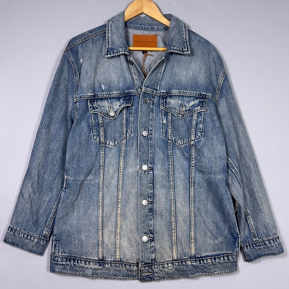 Lucky Brand Trucker Denim Jacket Mens Size Large Cotton Blue Americana NWOT